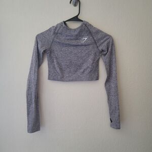 Gymshark Grey Crop Long Sleeve Top Size XS